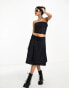 COLLUSION 90's knee length pleated denim skirt in raw co-ord