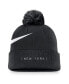 Men's Black New York Yankees Swoosh Peak Cuffed Knit Hat with Pom