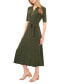 ფოტო #4 პროდუქტის Women's Collared Quarter-Zip Jersey Midi Dress