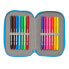 Double Pencil Case Los Pitufos Blue Sky blue 12.5 x 19.5 x 4 cm (28 Pieces)