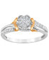 ფოტო #3 პროდუქტის Diamond Floral Cluster Two-Tone Ring (1/4 ct. t.w.) in Sterling Silver & 14k Rose Gold