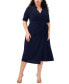 ფოტო #1 პროდუქტის Plus Size Collared Wrap Dress