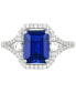 Lab-Grown Sapphire (3 ct. t.w.) and White Sapphire (3/8 ct. t.w.) Ring in Sterling Silver