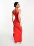 Фото #4 товара ASOS DESIGN one shoulder pleat detail bodycon maxi dress in red