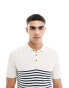 Фото #3 товара Jack & Jones knitted polo in white and navy stripes