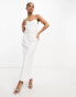 Pieces Bride To Be satin cowl neck cami top in white