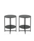 Фото #4 товара 2-Piece Set (Black) Tempered Glass End Table, Round Coffee Table For Bedroom Living Room Office