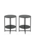 2-Piece Set (Black) Tempered Glass End Table, Round Coffee Table For Bedroom Living Room Office