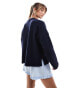 Фото #3 товара Bershka chunky crew neck jumper in navy