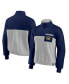 Фото #4 товара Women's Navy, Heathered Gray Cal Bears Sideline to Sideline Colorblock Quarter-Zip Jacket