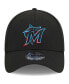 ფოტო #3 პროდუქტის Men's Black Miami Marlins Logo 39THIRTY Flex Hat