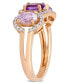 Фото #4 товара Кольцо Macy's Amethyst and Diamond 3-Stone&nbsp;Rose Gold