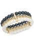 Фото #1 товара Multi-Imitation Pearl Triple-Row Stretch Bracelet, Created for Macy's