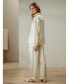 ფოტო #5 პროდუქტის Women's Contrast Piping Button-Up Full Length Pajama Set for Women