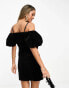 & Other Stories off-shoulder velvet mini dress in black 36 - фото #8