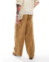 ASOS DESIGN oversized balloon pleated cord cargo trouser in tan