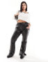 Фото #2 товара Vero Moda Curve leather look flared trousers in black