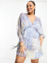 ASOS DESIGN Curve exclusive chiffon batwing sleeve mini dress in vintage floral