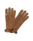 Фото #1 товара Forte Cashmere Ruffle Cashmere Gloves Women's Brown