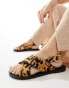 ASOS DESIGN Feast studded leather sandals in leopard pony