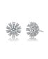 Фото #1 товара Sterling Silver White Gold Plated Round and Baguette Cubic Zirconia Flower Stud Earrings
