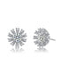 ფოტო #1 პროდუქტის Sterling Silver White Gold Plated Round and Baguette Cubic Zirconia Flower Stud Earrings