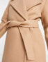 Forever New Petite formal wrap coat with tie belt in camel