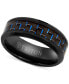 ფოტო #1 პროდუქტის Men's Blue Carbon Fiber Inlay Comfort Fit Band in Black Titanium