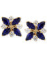 ფოტო #3 პროდუქტის Emerald (3/4 ct. t.w.) & White Topaz (1/3 ct. t.w.) Flower Stud Earrings in 10k Gold