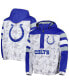 Фото #1 товара Men's White, Royal Indianapolis Colts Thursday Night Gridiron Raglan Half-Zip Hooded Jacket