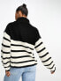 JDY roll neck jumper in black and white stripe