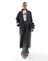 Фото #1 товара Noisy May faux wool maxi overcoat in dark grey melange