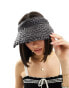 Фото #4 товара My Accessories raffia visor hat in black