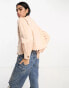 River Island crop button shacket in pale pink