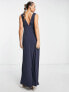 Maya Bridesmaid gathered strap maxi dress in navy blue