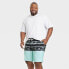 Men's Big & Tall 10" Tropical Print Swim Shorts - Goodfellow & Co Aqua Green 44