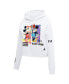 Women's White Mickey Friends Bold Expression Cropped Pullover Hoodie