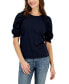 Фото #1 товара Women's Mixed-Media Smocked-Sleeve Top