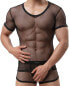 Фото #2 товара Manview Men's Half Sleeve Black Mesh Shirt Half Sleeve Shirt