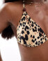 River Island animal triangle beaded bikini top in beige