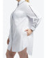 ფოტო #3 პროდუქტის Plus Size Shirt Dress with Piping