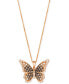 ფოტო #1 პროდუქტის Ombré® Chocolate Ombré Diamond & Vanilla Diamond Butterfly 20" Adjustable Pendant Necklace (3/4 ct. t.w.) in 14k Rose Gold