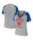 ფოტო #3 პროდუქტის Women's Heather Gray Buffalo Bills Throwback Raglan V-Neck T-shirt