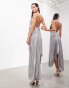 ASOS EDITION metallic cami maxi dress with drape detail in silver