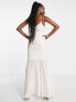 Hope & Ivy Bridal sheer embroidered maxi dress with neck tie in ivory