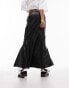 Topshop leather look fishtail maxi skirt in black