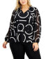 ფოტო #1 პროდუქტის Plus Size Split-Neck Sheer-Sleeve Top