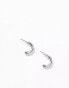 Фото #2 товара ASOS DESIGN half hoop earrings in silver tone