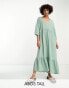 Фото #1 товара ASOS DESIGN Tall chuck on smock midi dress in light sage