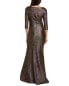 Teri Jon By Rickie Freeman Metallic Jacquard Gown Women's 4 - фото #2